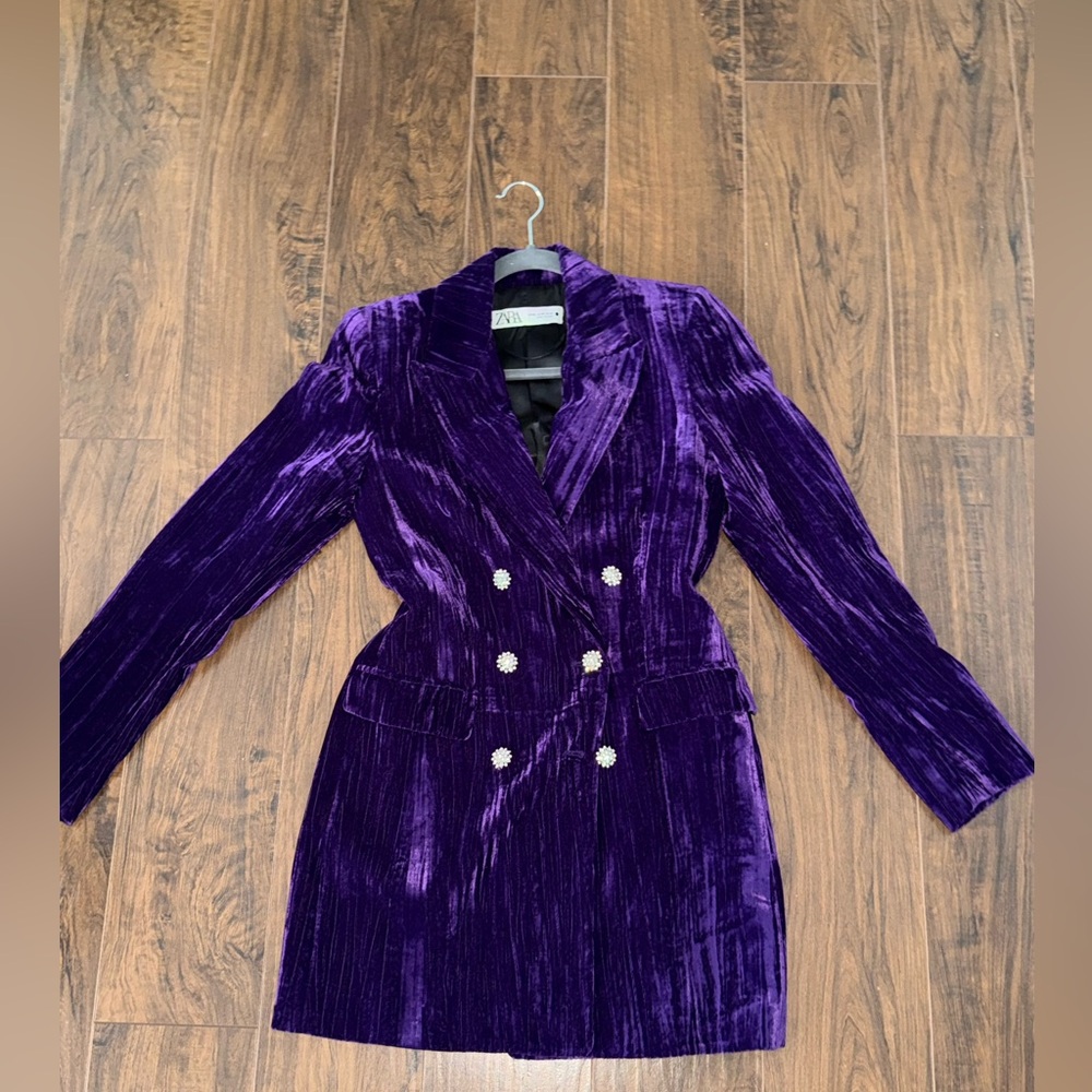 💜 Zara purple long blazer/dress. Excellent condition. Xs.